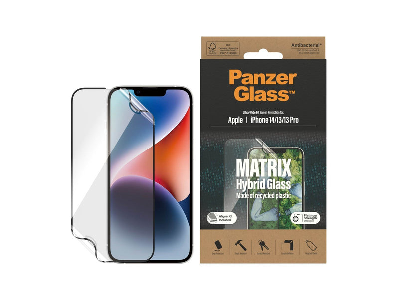 PanzerGlass MATRIX Screen Protector Apple iPhone 14 | 13 Pro | 13 | Ultra-Wide Fit w. AlignerKit