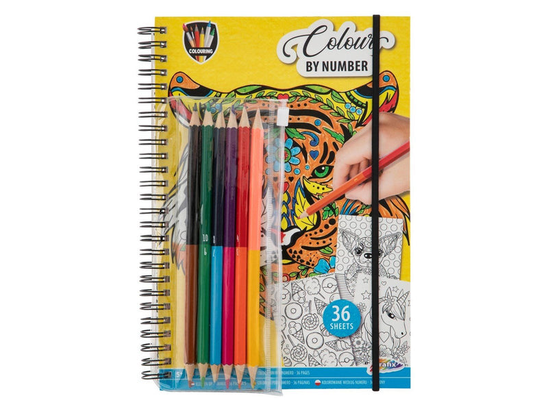 Grafix Color by Number Coloring Book with Crayons.