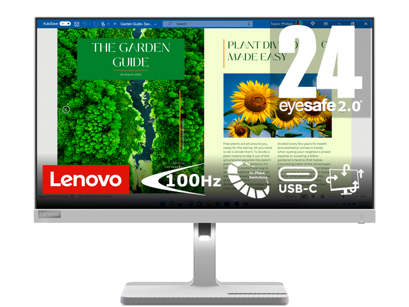24" Lenovo L24m-40 - 1920x1080 - 100Hz - VA - 75W USB HUB