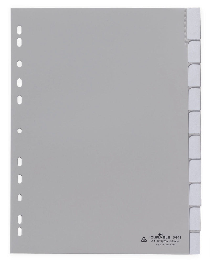 DURABLE Ordnerregister DIN A4 1-10 grau 10 Blatt - 1 Satz