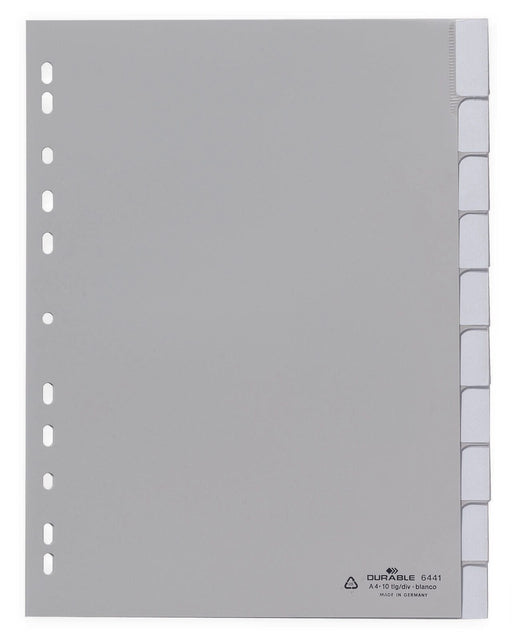 DURABLE Ordnerregister DIN A4 1-10 grau 10 Blatt - 1 Satz