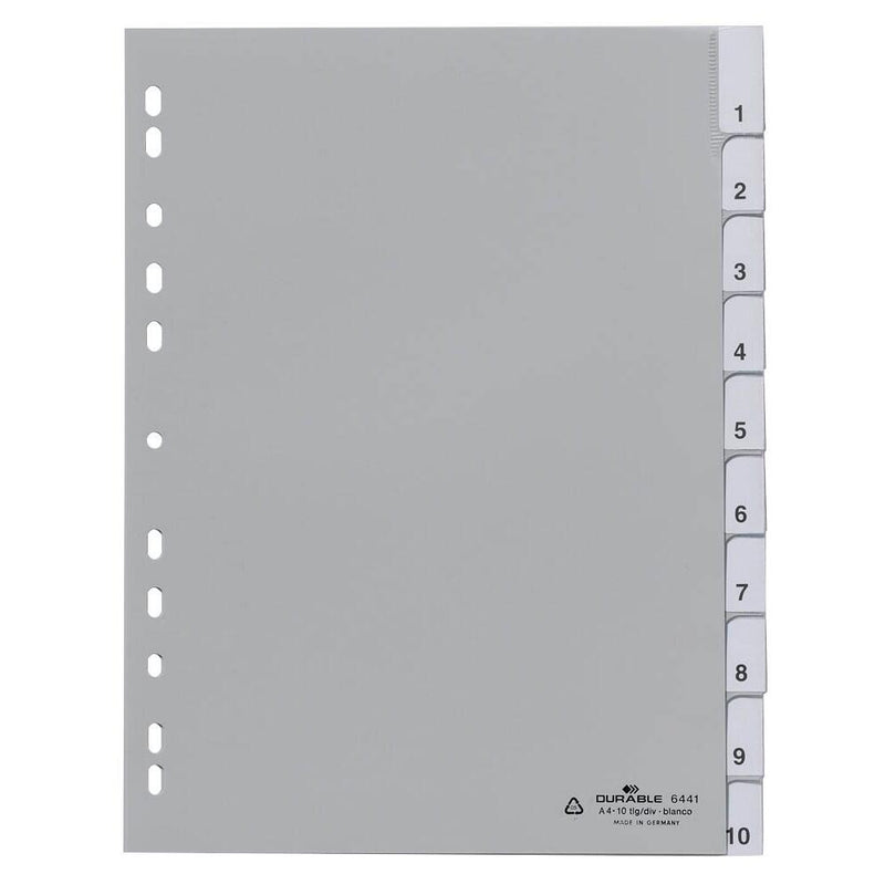 DURABLE Ordnerregister DIN A4 1-10 grau 10 Blatt - 1 Satz