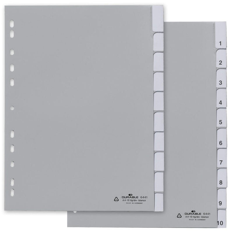 DURABLE Ordnerregister DIN A4 1-10 grau 10 Blatt - 1 Satz