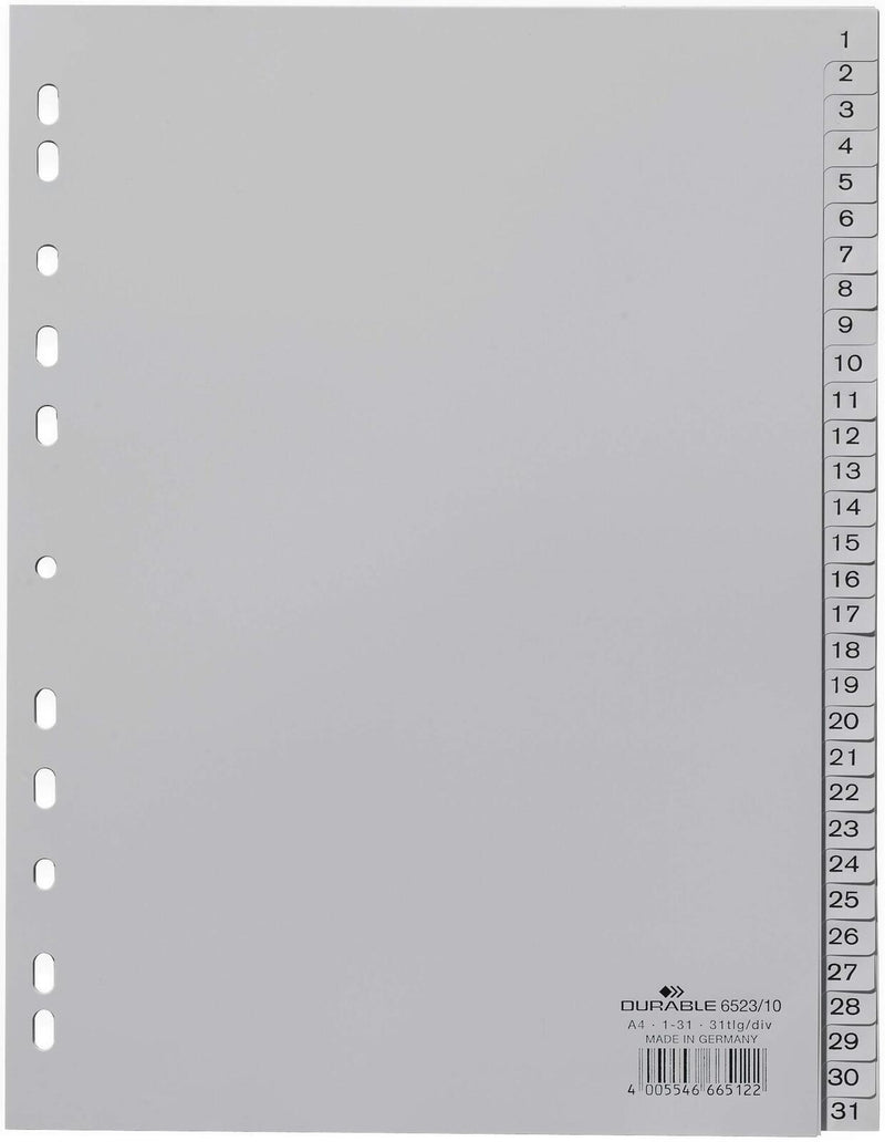 DURABLE Ordnerregister A4 nummeriert - 31-teilig - grau