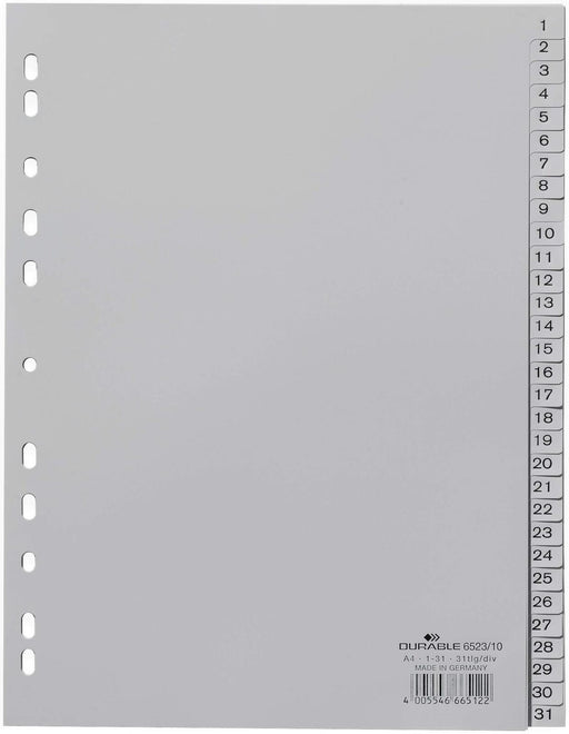 DURABLE Ordnerregister A4 nummeriert - 31-teilig - grau