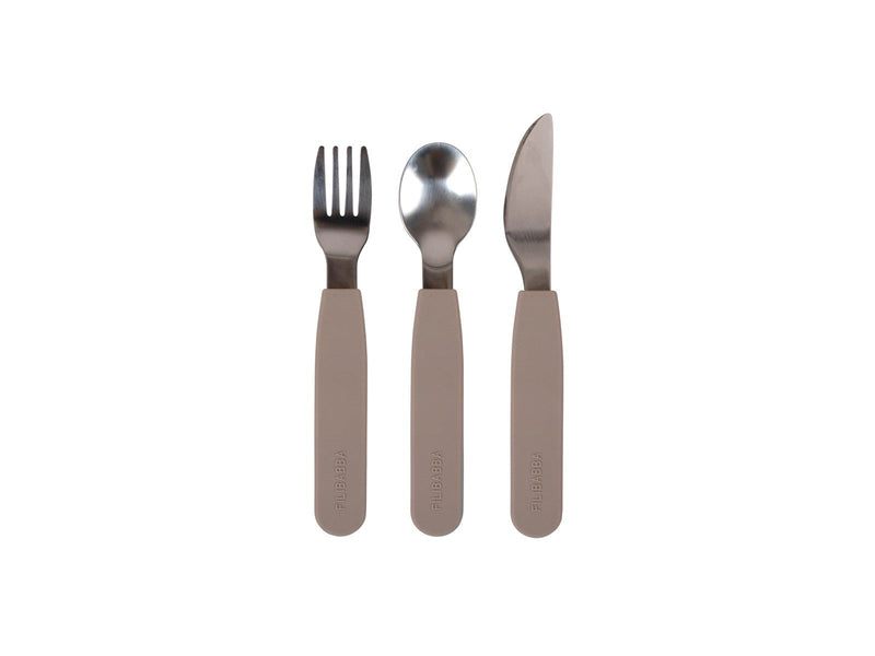 Filibabba Silicone cutlery set - Warm Grey