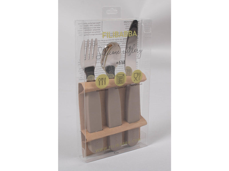 Filibabba Silicone cutlery set - Warm Grey