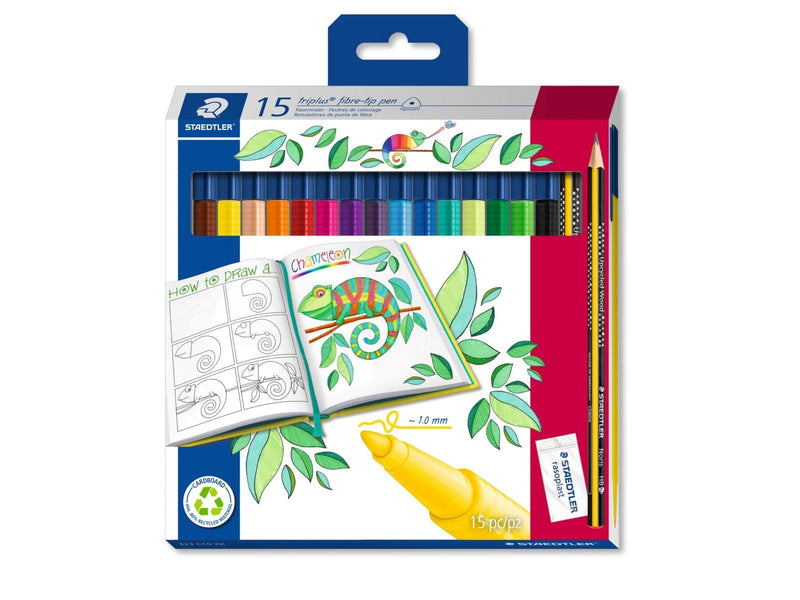 Staedtler triplus® fibre tip pen promotion set with pencil and eraser