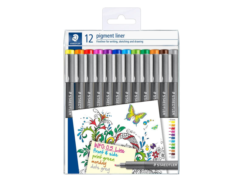 Staedtler pigment liner 0.5 box of 12 colours