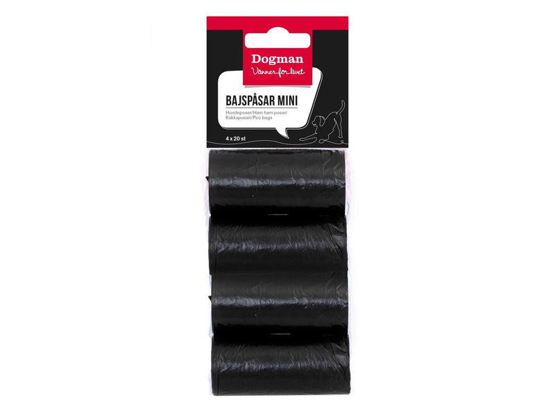 Dogman Kompakte schwarze Mini-Kotbeutel (4x20 Stück)