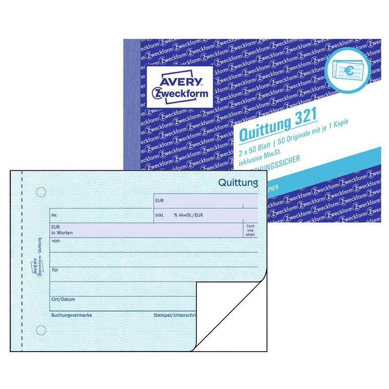 AVERY Zweckform Quittung, inkl. MwSt. Formularbuch 321 - 2 x 50 Blatt