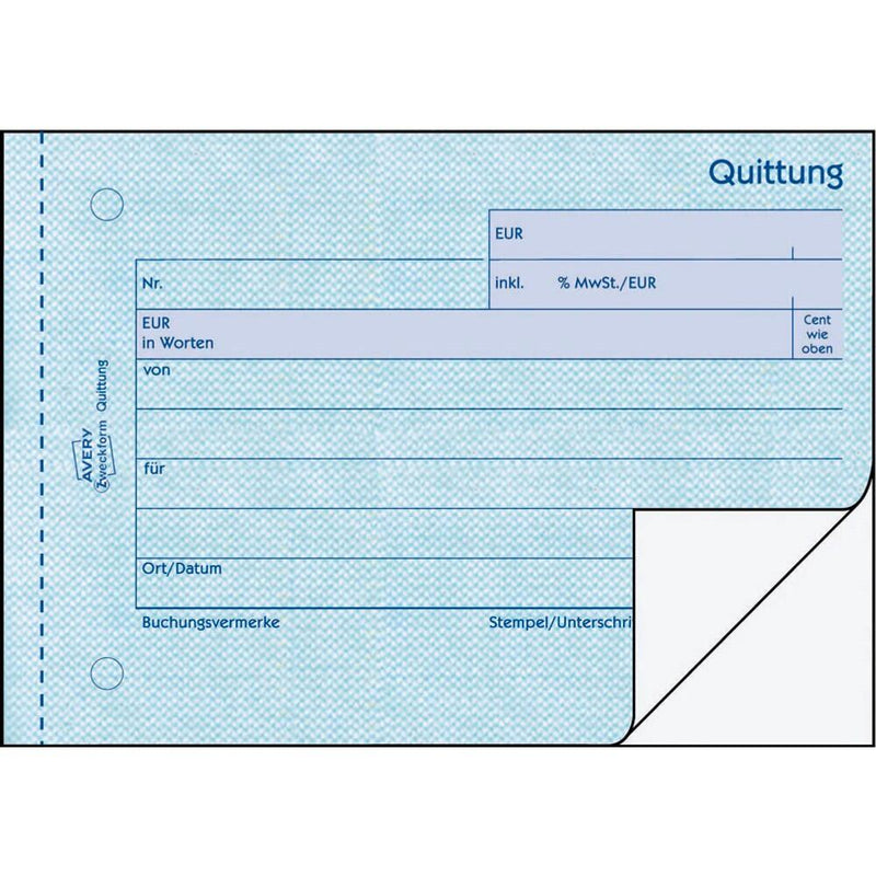 AVERY Zweckform Quittung, inkl. MwSt. Formularbuch 321 - 2 x 50 Blatt