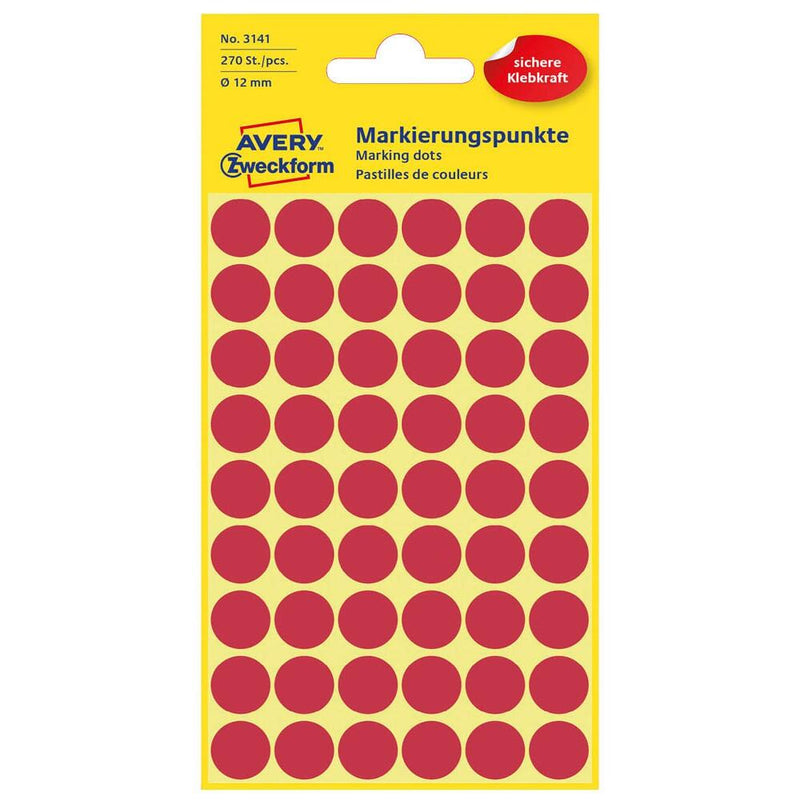 AVERY Zweckform Klebepunkte 3141 rot Ø 12,0 mm - 270 Stück
