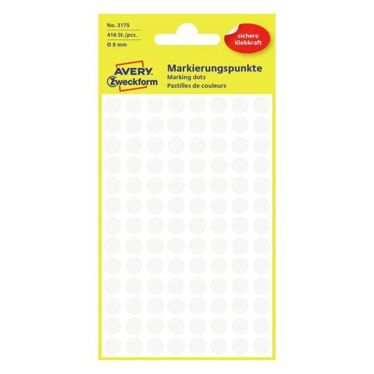 Avery Zweckform Klebepunkte 3175 0,8 cm Duchmesser weiß - 416 Stück