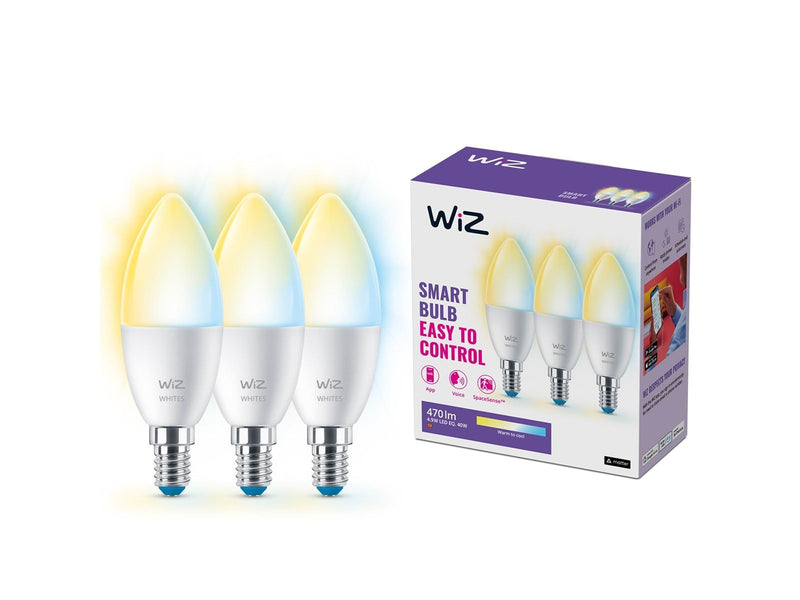 WiZ Candle 4.9W E14 Tunable White Wi-Fi 3-pack