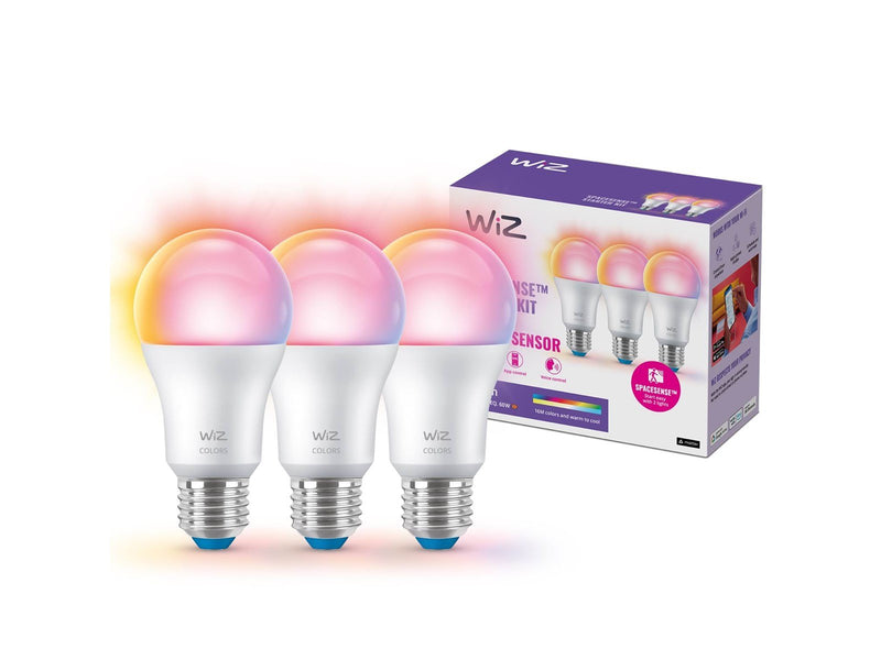 WiZ Standard 8.5W E27 Color & Tunable White Wi-Fi 3-pack