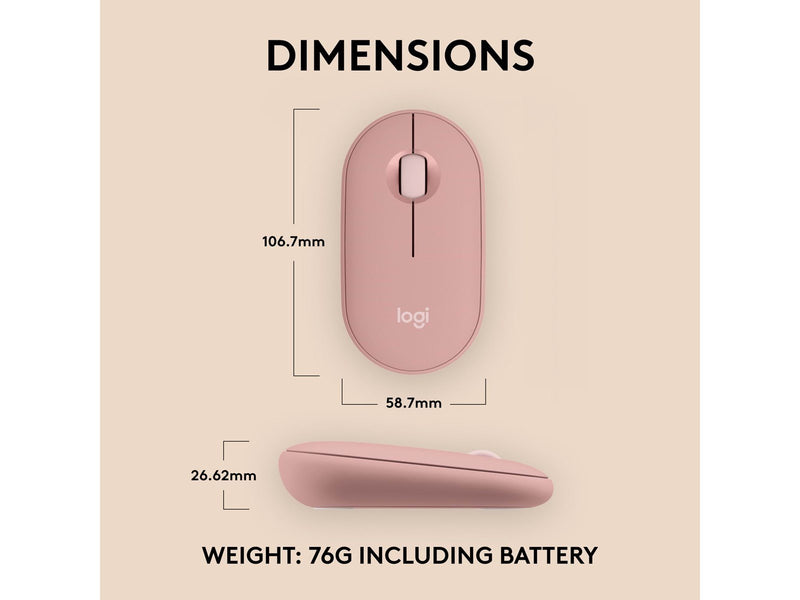 Logitech Pebble Mouse 2 M350s Wireless - Tonal Rose - Maus (Rot)