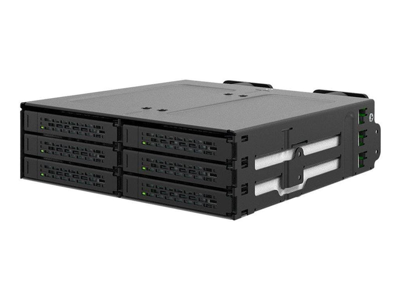Icy dock ToughArmor MB118VP-B - storage enclosure - 6 x U.2/U.3 NVMe SSD mobile rack for 5.25" bay with SlimSAS SFF-8654 8i - P