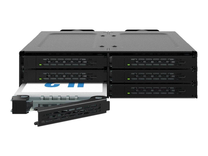 Icy dock ToughArmor MB118VP-B - storage enclosure - 6 x U.2/U.3 NVMe SSD mobile rack for 5.25" bay with SlimSAS SFF-8654 8i - P