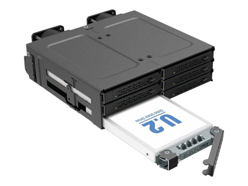 Icy dock ToughArmor MB118VP-B - storage enclosure - 6 x U.2/U.3 NVMe SSD mobile rack for 5.25" bay with SlimSAS SFF-8654 8i - P