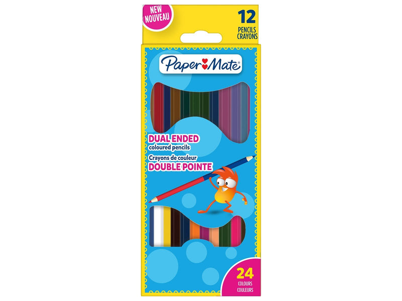 Paper Mate Kinder-Buntstifte | Dual-Ended-Design | Vorgespitzte Buntstifte | Verschiedene Farben | 12 Stück (24 Farben)
