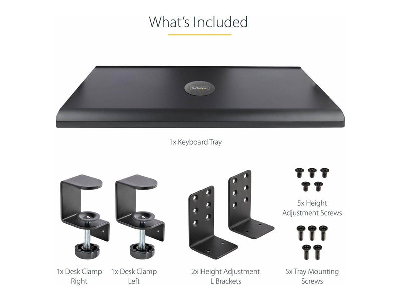 StarTech.com Under-Desk Keyboard Tray Clamp-on Keyboard Holder Supports up to 12kg (26.5lb) Sliding Keyboard and Mouse Drawer wi