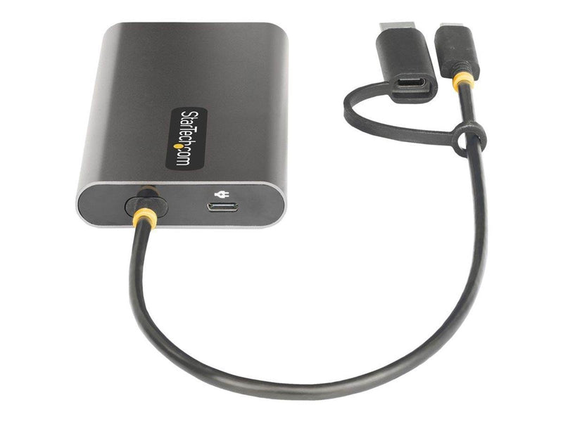 StarTech.com USB-C to Dual-HDMI Adapter USB-C or A to 2x HDMI 4K 60Hz 100W PD Pass-Through 1ft (30cm) Built-in Cable External Vi