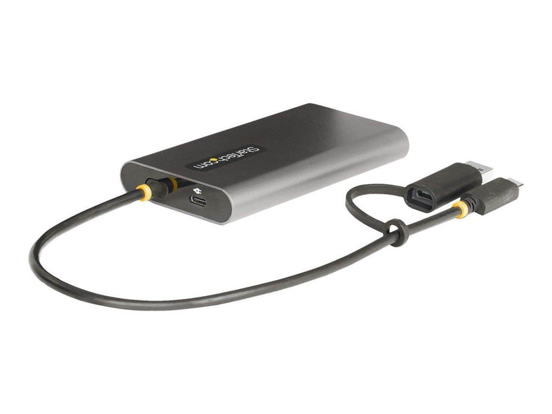 StarTech.com USB-C to Dual-HDMI Adapter USB-C or A to 2x HDMI 4K 60Hz 100W PD Pass-Through 1ft (30cm) Built-in Cable External Vi