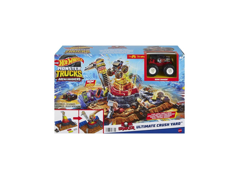 Hot Wheels Monster Trucks Arena Smashers Bone Shaker Ultimate Crush Yard With 1 Vehicle