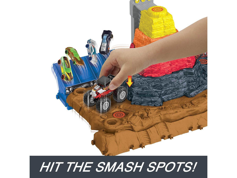 Hot Wheels Monster Trucks Arena Smashers Bone Shaker Ultimate Crush Yard With 1 Vehicle