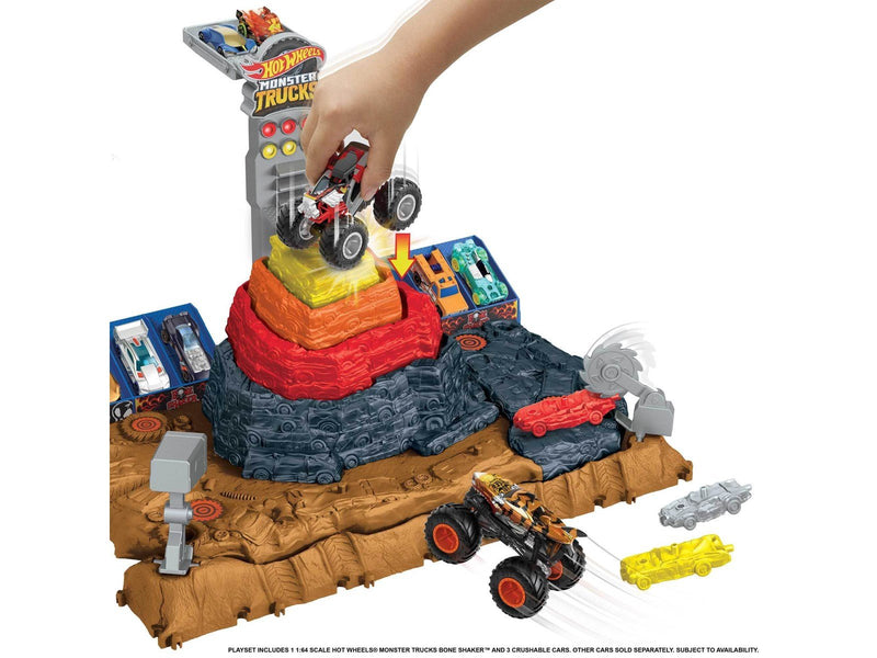 Hot Wheels Monster Trucks Arena Smashers Bone Shaker Ultimate Crush Yard With 1 Vehicle