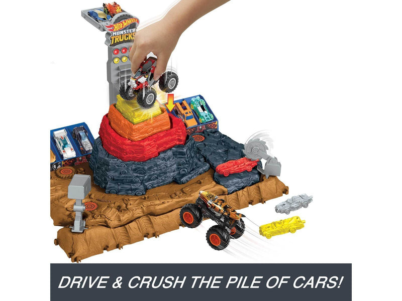 Hot Wheels Monster Trucks Arena Smashers Bone Shaker Ultimate Crush Yard With 1 Vehicle