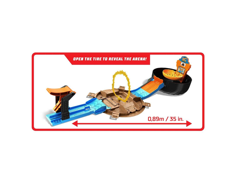 Hot Wheels Monster Trucks Stunt Tire Play Set With Launcher 1  1:64 Scale Car & 1 Monster Truck