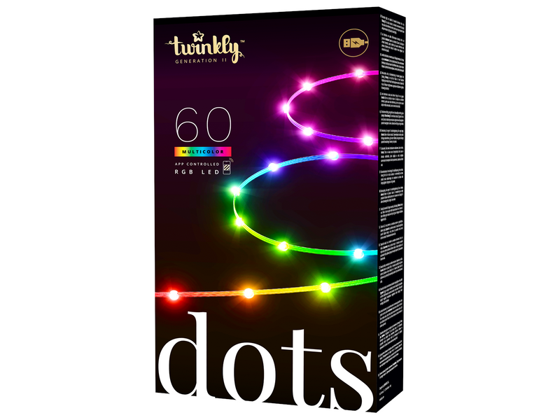 Twinkly Dots – 60 App-controlled RGB LEDs. 3 Meters. Clear Wire. USB-powered.
