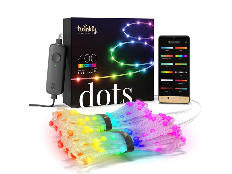Twinkly Dots – 400 App-controlled RGB LEDs. 20 Meters. Clear Wire.