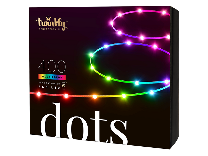 Twinkly Dots – 400 App-controlled RGB LEDs. 20 Meters. Clear Wire.