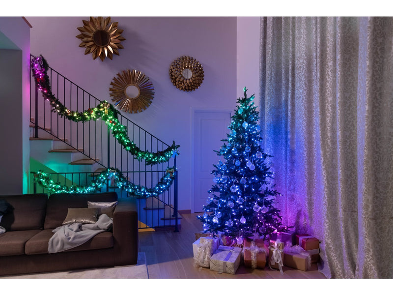 Twinkly Pre-Lit Garland – 50 App-controlled RGB + Warm White LEDs. 2.7 Meters. Green Wire.