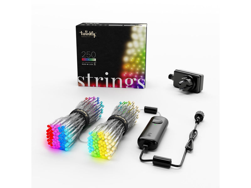 Twinkly Strings – 250 App-Controlled RGB + Warm White LEDs. 20 Meters. Clear Wire.