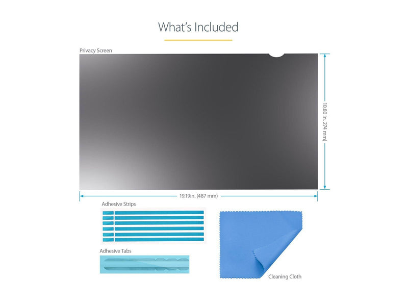 StarTech.com 22-inch 16:9 Computer Monitor Privacy Filter Anti-Glare Privacy Screen with 51% Blue Light Reduction Black-out Moni