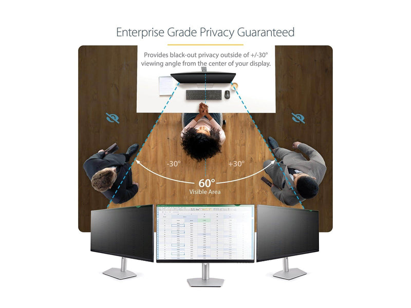 StarTech.com 22-inch 16:9 Computer Monitor Privacy Filter Anti-Glare Privacy Screen with 51% Blue Light Reduction Black-out Moni