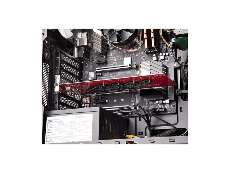 StarTech.com Quad M.2 PCIe Adapter Card x16 Quad NVMe or AHCI M.2 SSD to PCI Express 4.0 Up to 7.8GBps