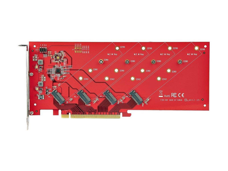 StarTech.com Quad M.2 PCIe Adapter Card x16 Quad NVMe or AHCI M.2 SSD to PCI Express 4.0 Up to 7.8GBps