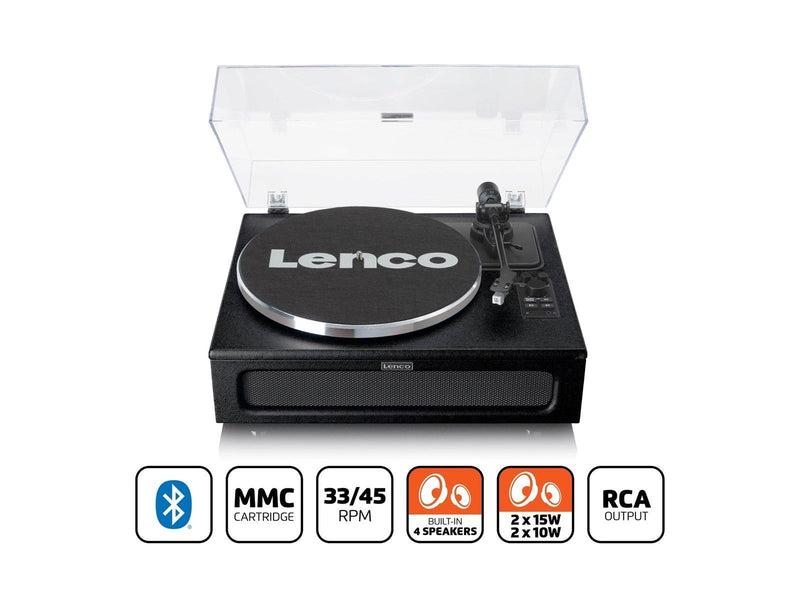 Lenco LS-430BK - Record Player with 4 built-in speakers - Black - Plattenspieler Schwarz