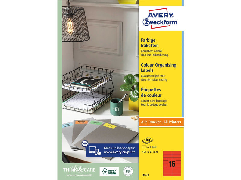 Avery Universal labels red