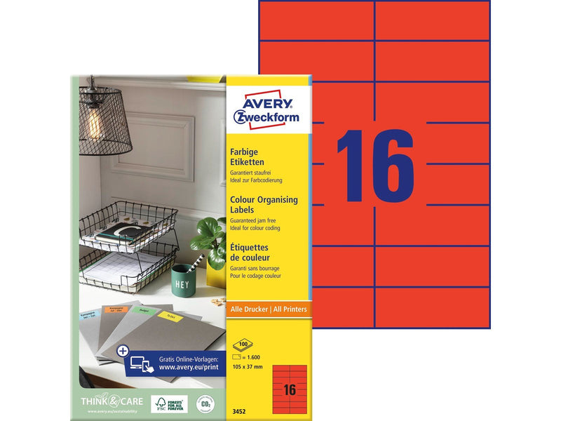 Avery Universal labels red