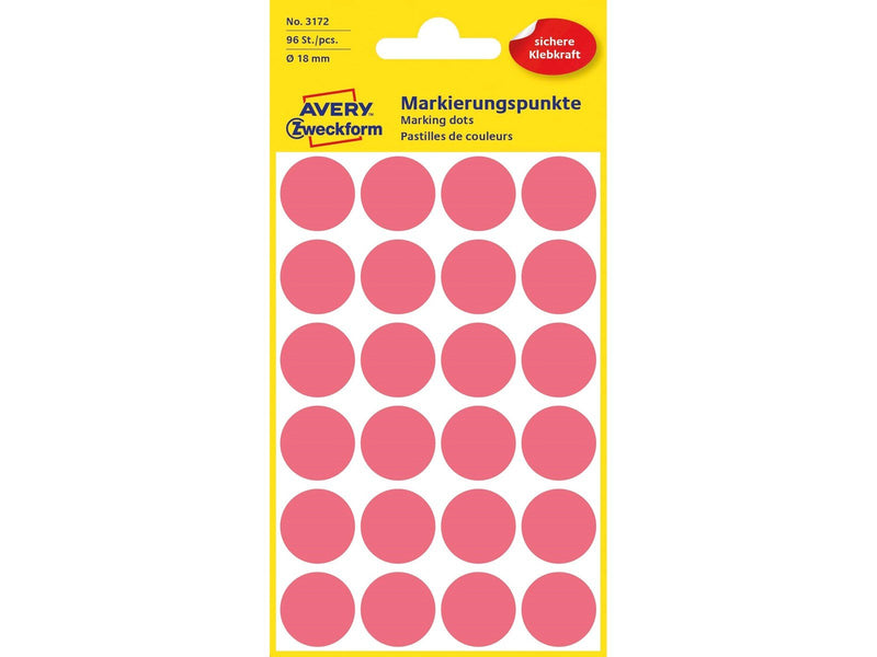 Avery Colour coding dots permanent neon red
