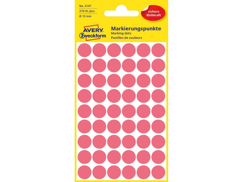 Avery Colour coding dots permanent neon red