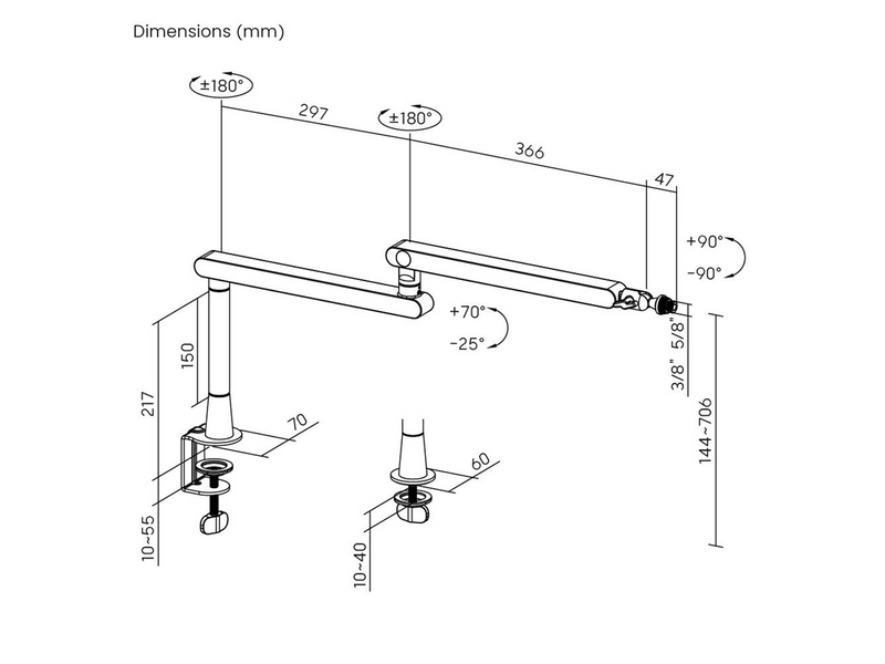 DUTZO Boom arm Low Profile für Mikrofone