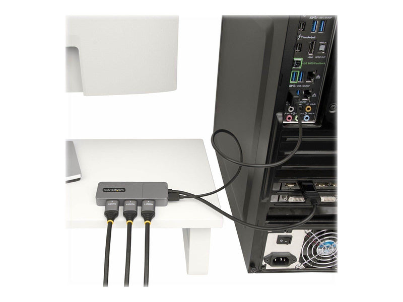 StarTech.com 3-Port MST Hub DisplayPort to Triple HDMI Monitors 4K 60Hz DP 1.4 Multi-Monitor Video Adapter with 1ft (30cm) Built