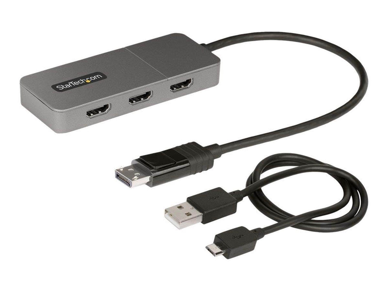 StarTech.com 3-Port MST Hub DisplayPort to Triple HDMI Monitors 4K 60Hz DP 1.4 Multi-Monitor Video Adapter with 1ft (30cm) Built